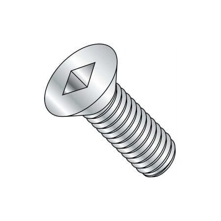 #8-32 X 1/2 In Square Flat Machine Screw, Plain 18-8 Stainless Steel, 1000 PK